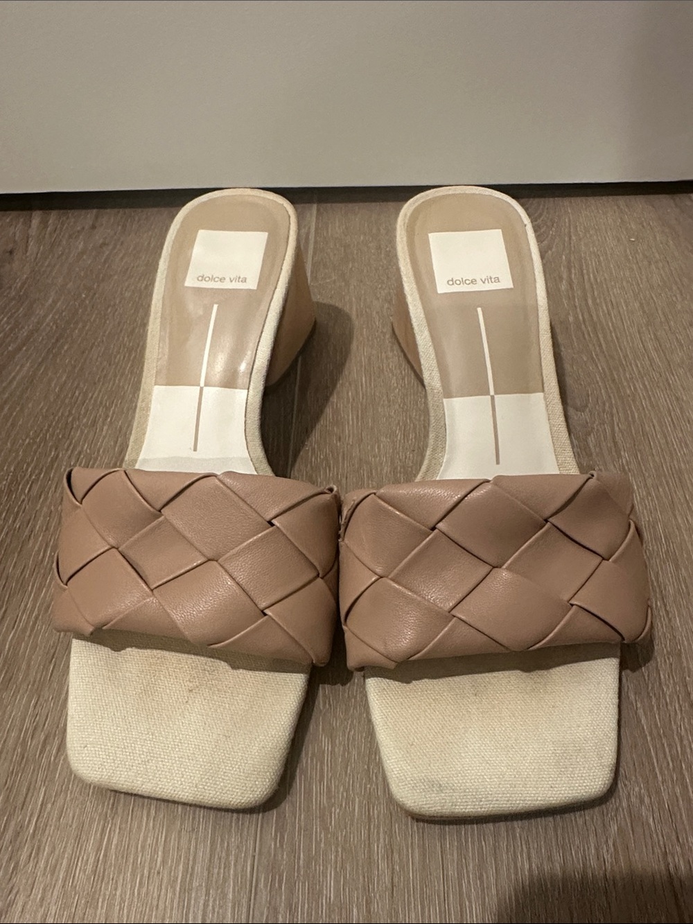 Dolce Vita Woven Taupe Slide Mules